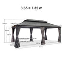 PURPLE LEAF Tonnelle De Jardin Exterieur Tonnelle Aluminum Avec Moustiquaire Et Rideaux Pavillon De Jardin à Double Toit Acier Galvanisé, Gris