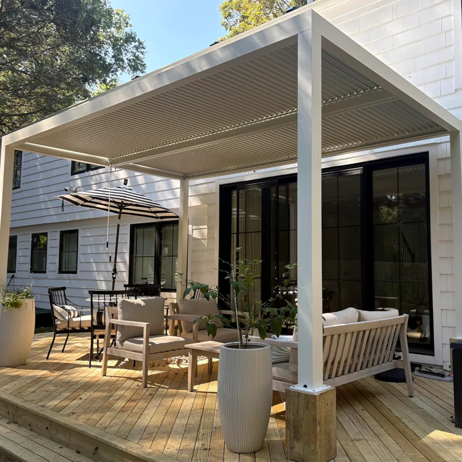 PURPLE LEAF Pergola Bioclimatique Pergola Aluminium  Lames Orientables Tonnelle de Jardin Imperméable pour Terrasse Extérieur Carport, Blanc