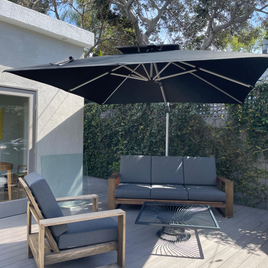 PURPLE LEAF Parasol Déporté Inclinable Rectangulaire, Parasol De Jardin Extérieur Toit à Double Rotatif 360°, Parasol Terrasse Extérieur