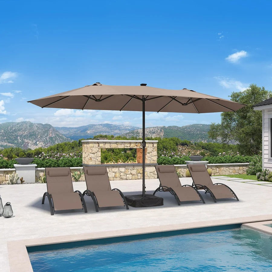 PURPLE LEAF Parasol de Jardin Double Aluminium avec lumières LED, Avec Socle, pour Terrasse, Jardin, Balcon et Piscine