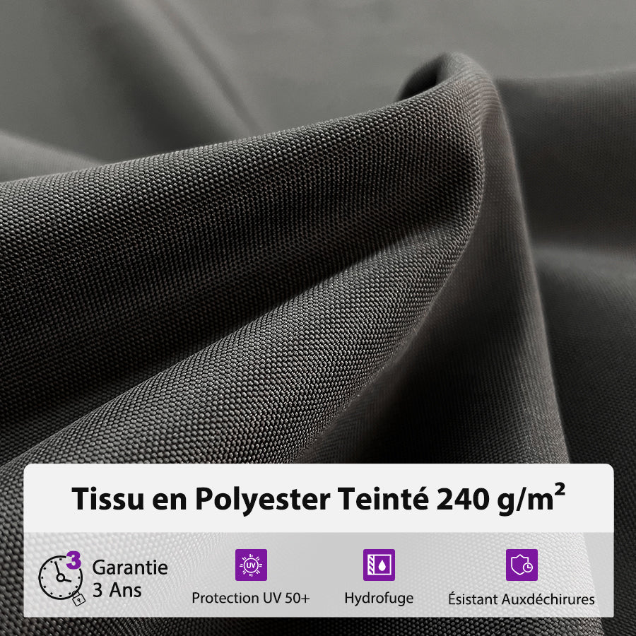 PURPLE LEAF Parasol classique d'extérieur rond avec double auvent et rotation à 360 degrés de jardin