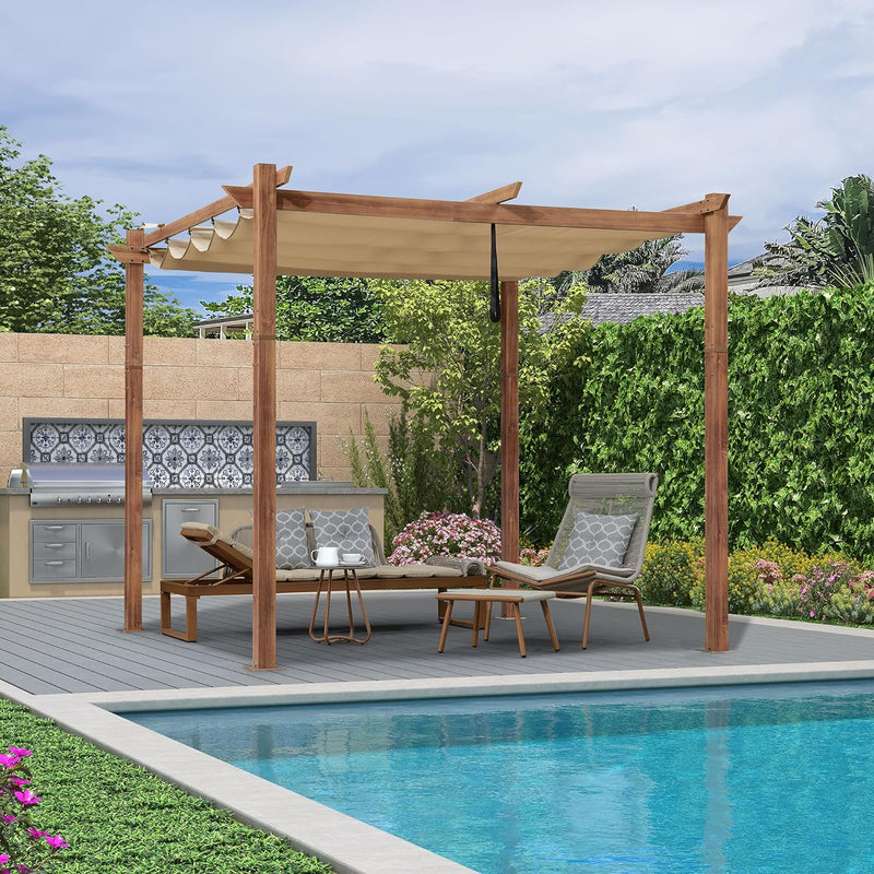 PURPLE LEAF Pergola rétractable extérieure avec pare-soleil auvent abri en métal pour patio de jardin porche pavillon de plage