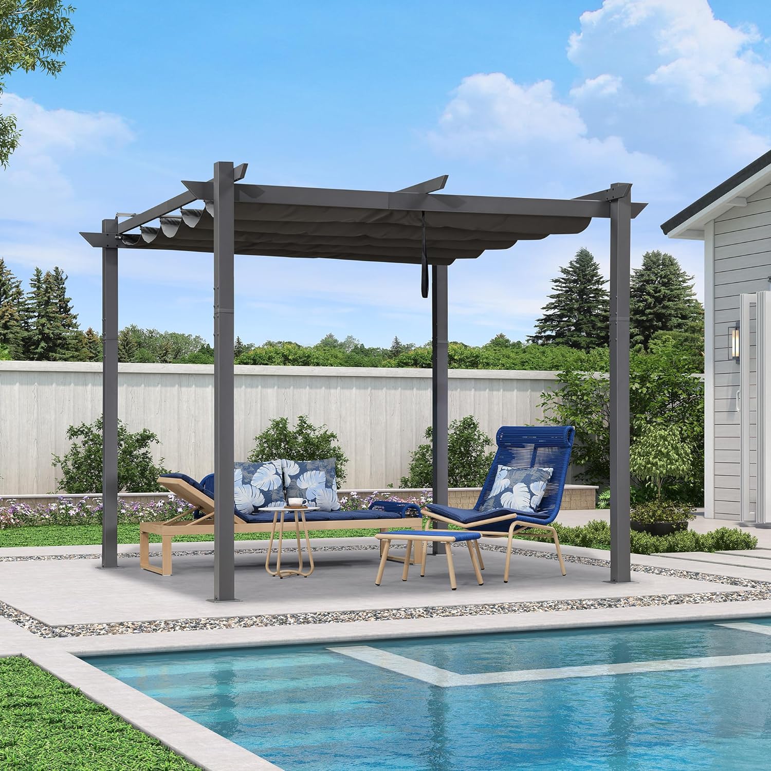 PURPLE LEAF Pergola rétractable extérieure avec abri de pergola en aluminium pour terrasse pare-soleil auvent pour terrasse d'arrière-cour