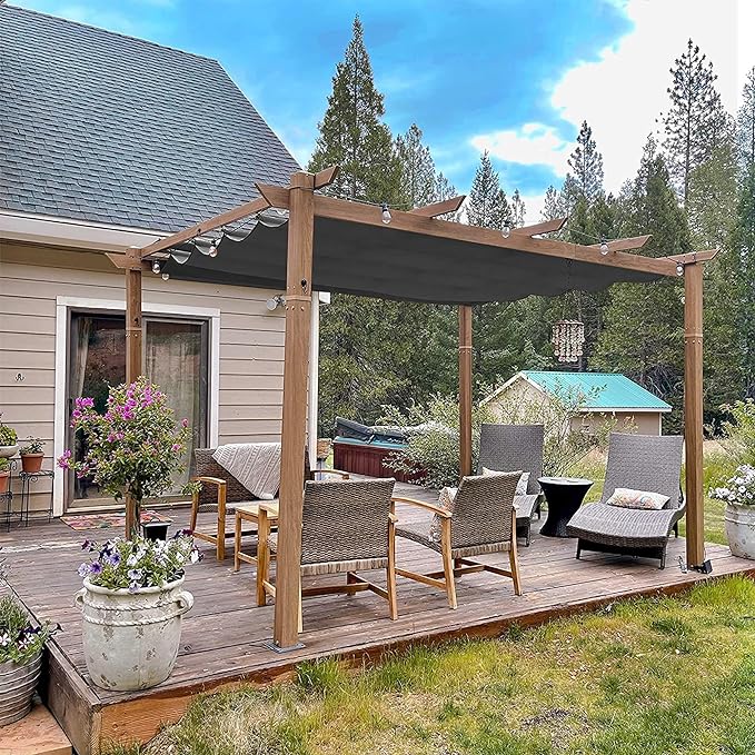 PURPLE LEAF Pergola rétractable extérieure avec pare-soleil auvent abri en métal pour patio de jardin porche pavillon de plage