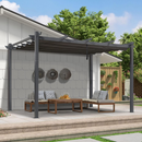 PURPLE LEAF Pergola Aluminium Tissu Teint en Fil Pergola pour Terrasse Exterieur, Toit Coulissante, Pavillon De Jardin