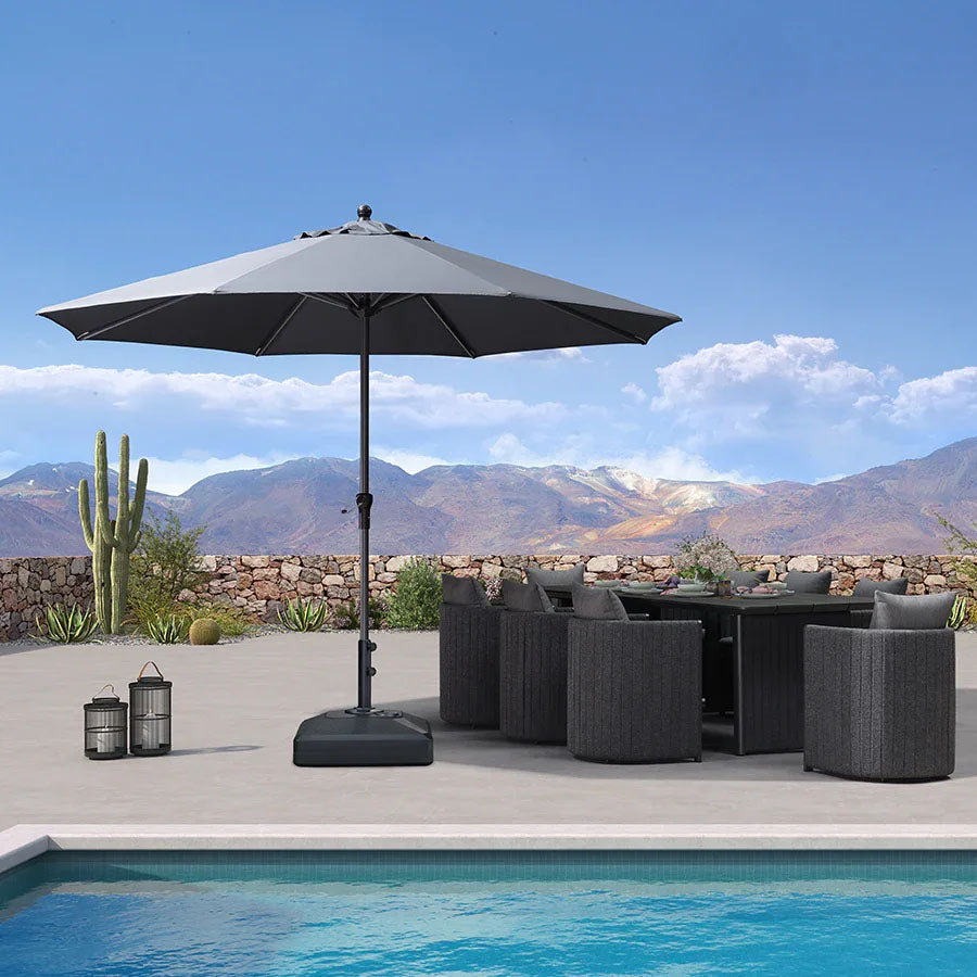 PURPLE LEAF Parasol en Aluminium à Mât Droit, Parasol d'Extérieur,Convient aux Jardins, Terrasses et abords de  Piscine ,Avec Socle