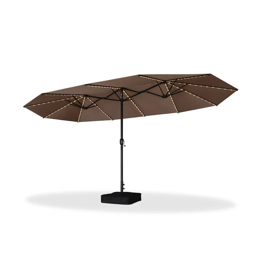 PURPLE LEAF Parasol de Jardin Double Aluminium avec lumières LED, Avec Socle, pour Terrasse, Jardin, Balcon et Piscine