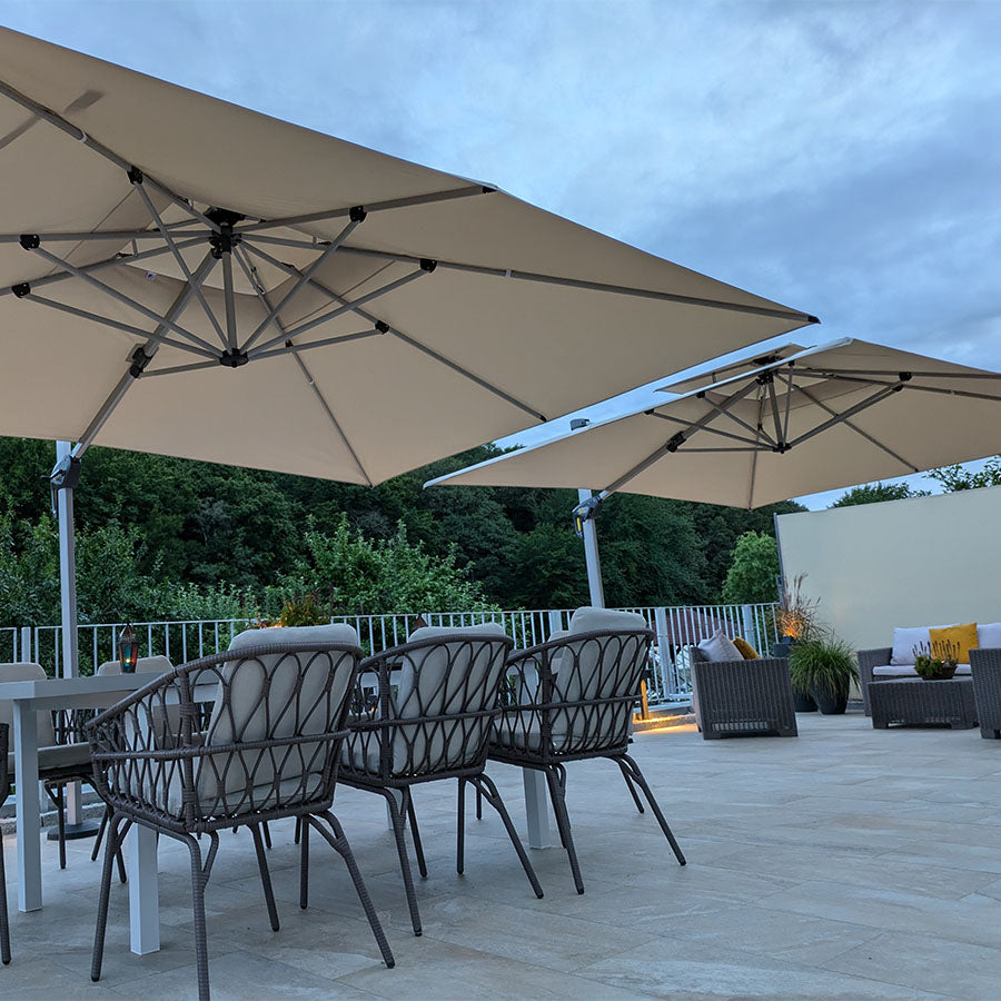 PURPLE LEAF Parasol Déporté Inclinable Rectangulaire, Parasol De Jardin Extérieur Toit à Double Rotatif 360°, Parasol Terrasse Extérieur