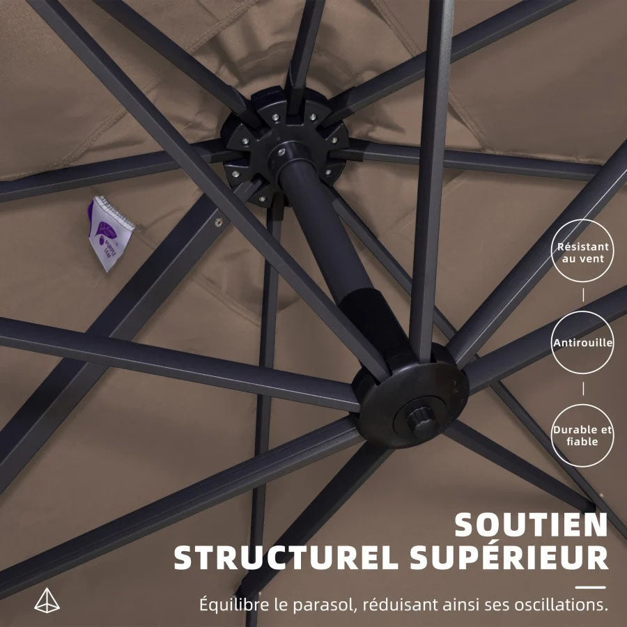 PURPLE LEAF Parasol Déporté de Jardin Économique Carré avec socle