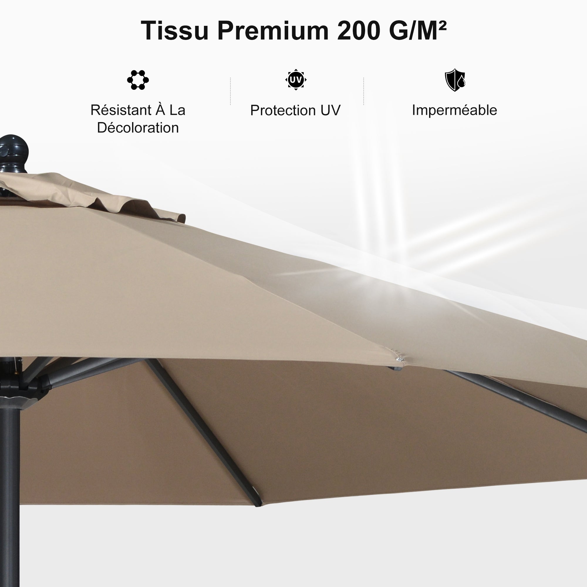 PURPLE LEAF Parasol en Aluminium à Mât Droit, Parasol d'Extérieur,Convient aux Jardins, Terrasses et abords de  Piscine ,Avec Socle