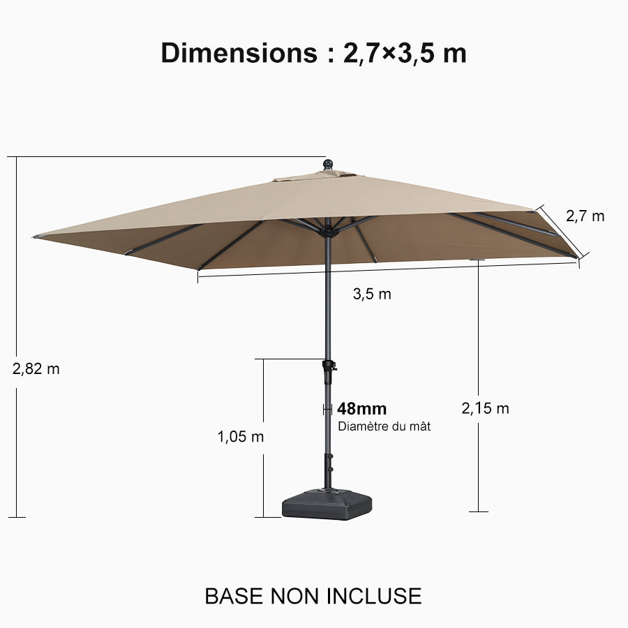 PURPLE LEAF Parasol en Aluminium à Mât Droit, Parasol d'Extérieur,Convient aux Jardins, Terrasses et abords de  Piscine ,Avec Socle