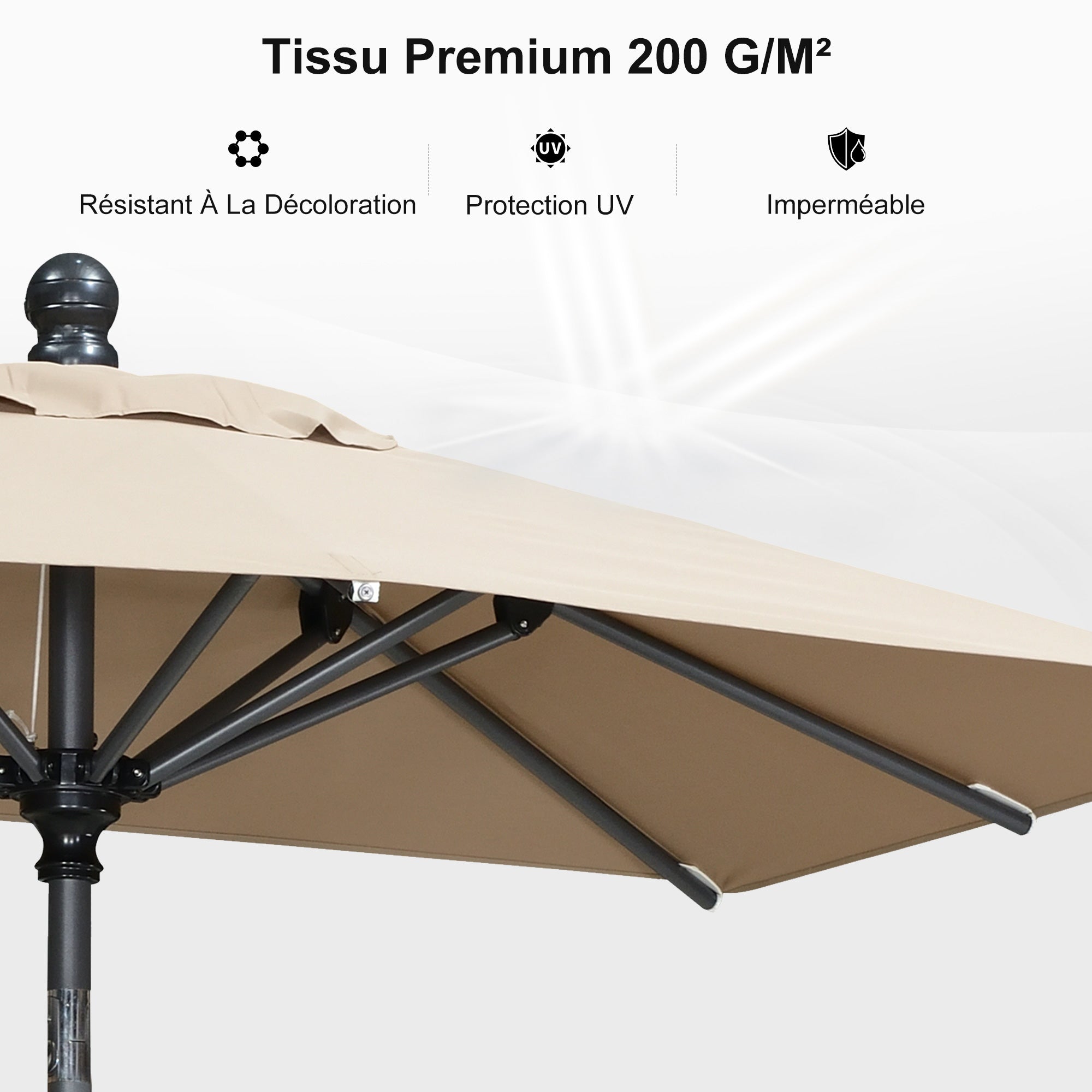 PURPLE LEAF Parasol inclinable en aluminium à mât droit, Carré, Rectangulaire et Rond, Avec Socle