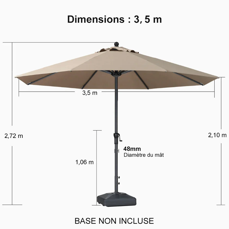 PURPLE LEAF Parasol en Aluminium à Mât Droit, Parasol d'Extérieur,Convient aux Jardins, Terrasses et abords de  Piscine ,Avec Socle