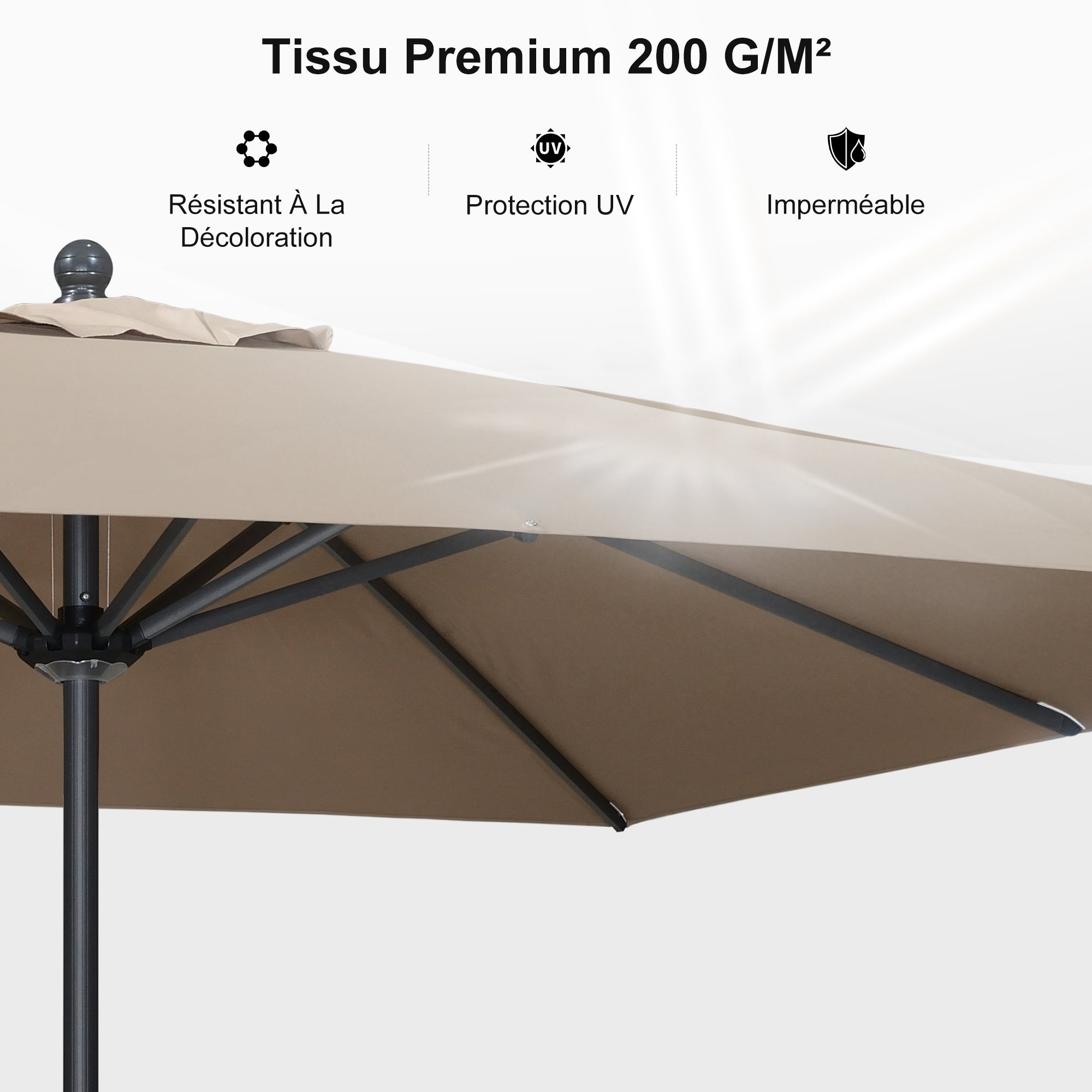 PURPLE LEAF Parasol en Aluminium à Mât Droit, Parasol d'Extérieur,Convient aux Jardins, Terrasses et abords de  Piscine ,Avec Socle