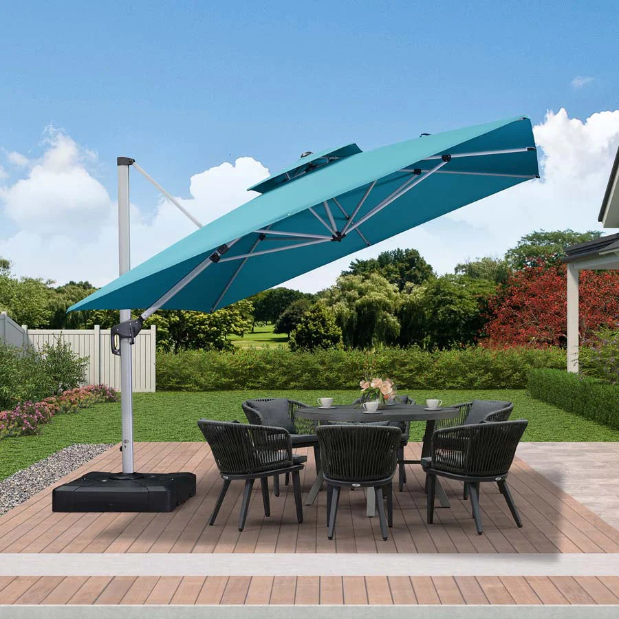 PURPLE LEAF Parasol Déporté Inclinable, Parasol De Jardin Exterieur Toit à Double Rotatif 360°,Parasol Terrasse Exterieur Luxueux