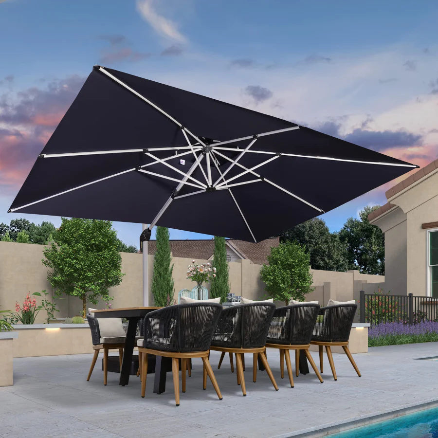 PURPLE LEAF Parasol Déporté Inclinable Rectangulaire, Parasol De Jardin Extérieur Toit à Double Rotatif 360°, Parasol Terrasse Extérieur