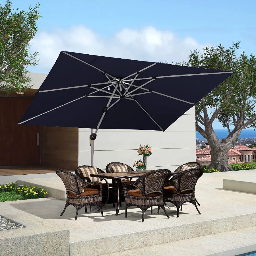 PURPLE LEAF Parasol Déporté Inclinable Rectangulaire, Parasol De Jardin Extérieur Toit à Double Rotatif 360°, Parasol Terrasse Extérieur