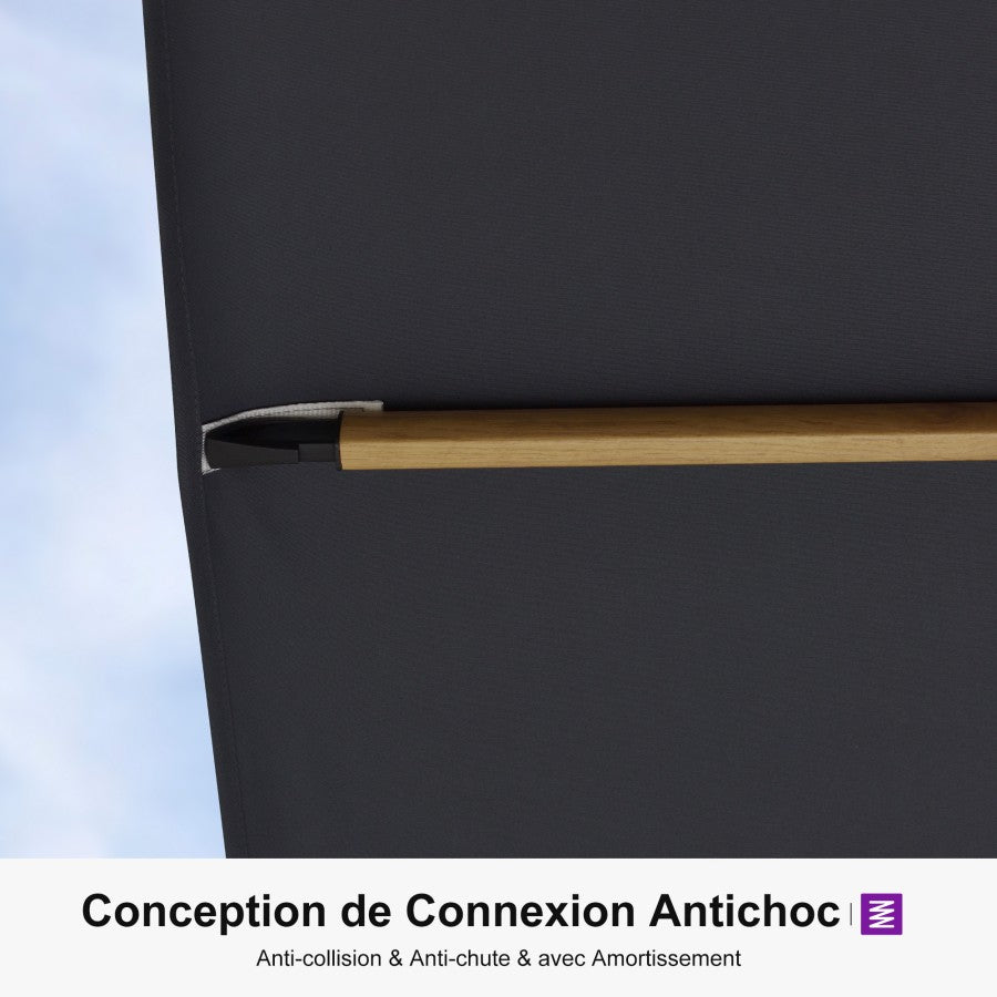 PURPLE LEAF Parasol Déporté Mégagrand à Motif Bois à Manivelle avec Mât Ultra-Renforcé Parasol d'Extérieur de Jardin Carré Rectangle