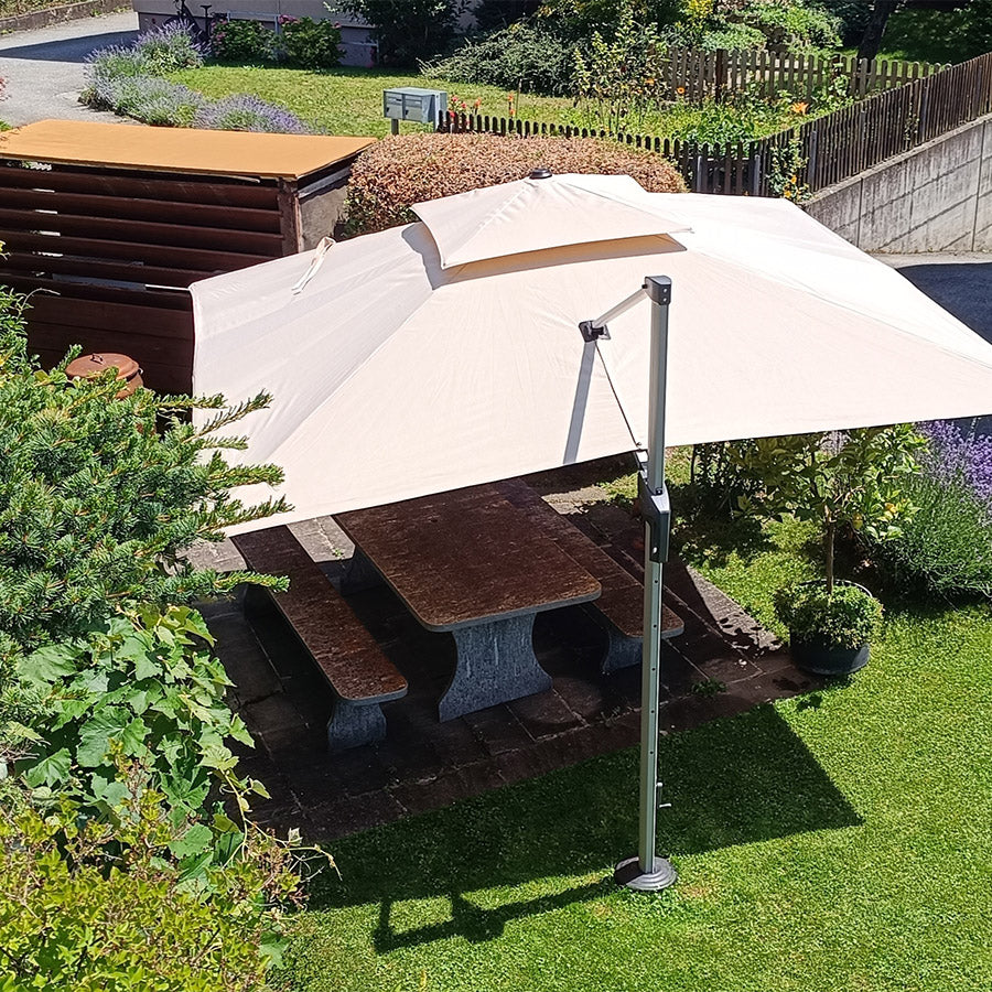 PURPLE LEAF Parasol Déporté Inclinable Rectangulaire, Parasol De Jardin Extérieur Toit à Double Rotatif 360°, Parasol Terrasse Extérieur