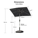 PURPLE LEAF Parasol Droit Inclinable de Marché Carré Rectangle Rond avec socle