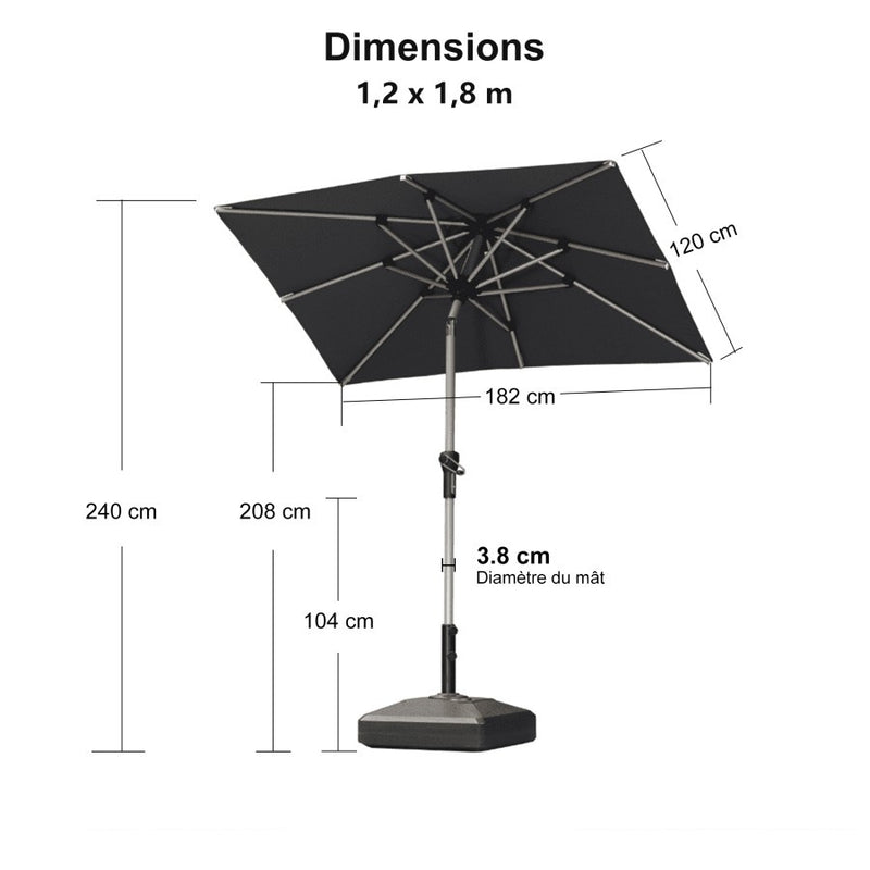 PURPLE LEAF Parasol Droit Inclinable de Marché Carré Rectangle Rond avec socle