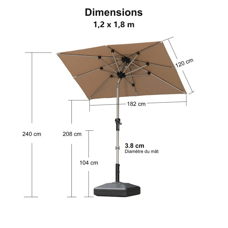 PURPLE LEAF Parasol Droit Inclinable de Marché Carré Rectangle Rond avec socle