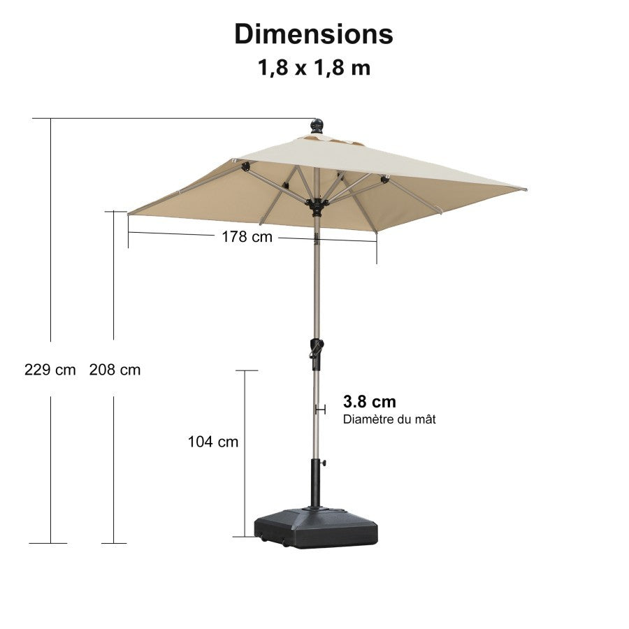 PURPLE LEAF Parasol Droit Inclinable de Marché Carré Rectangle Rond avec socle