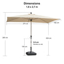 PURPLE LEAF Parasol Droit Inclinable de Marché Carré Rectangle Rond avec socle