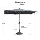 PURPLE LEAF Parasol Droit Inclinable de Marché Carré Rectangle Rond avec socle