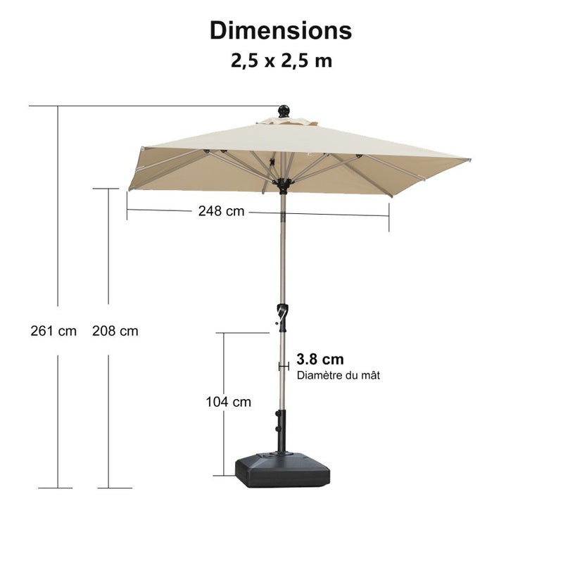 PURPLE LEAF Parasol Droit Inclinable de Marché Carré Rectangle Rond avec socle