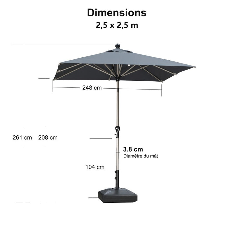 PURPLE LEAF Parasol Droit Inclinable de Marché Carré Rectangle Rond avec socle