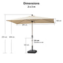 PURPLE LEAF Parasol Droit Inclinable de Marché Carré Rectangle Rond avec socle