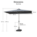 PURPLE LEAF Parasol Droit Inclinable de Marché Carré Rectangle Rond avec socle