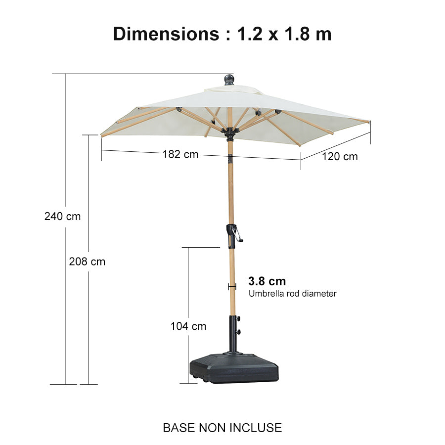 PURPLE LEAF Parasol Droit Inclinable de Marché d'Extérieur en Aluminium avec Effet Bois Pour Table de Jardin Carré Rectangle Rond