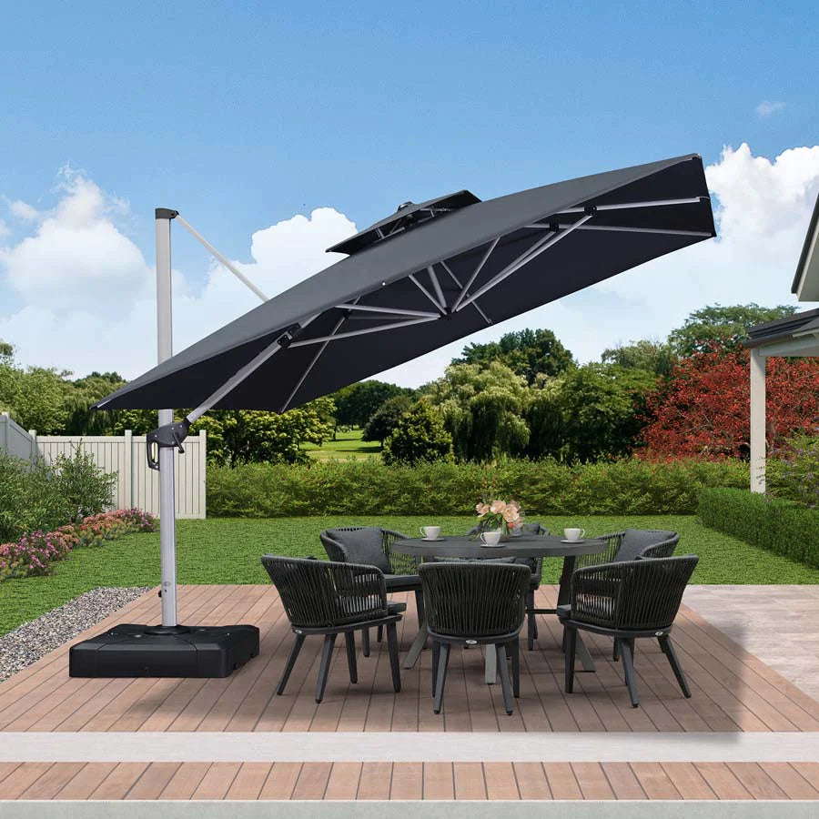 PURPLE LEAF Parasol Déporté Classique à Toit Double Carré avec socle
