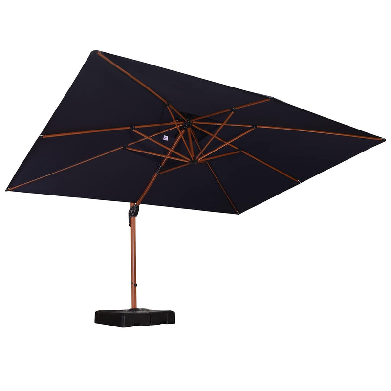 PURPLE LEAF Parasol Déporté inclinable Rectangulaire 2.7 x 3.65 m, Grain de Bois en Aluminium Parasol De Jardin Exterieur Toit à Double Rotatif 360°,Parasol Terrasse Exterieur XXL, Rouge cardinal - Purpleaf France