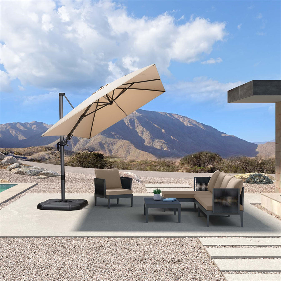 PURPLE LEAF Parasol Déporté Inclinable Gauche Droite Carré, Parasol De Jardin Extérieur avec 5 Positions réglables et Rotation à 360°, Toile Protection UV