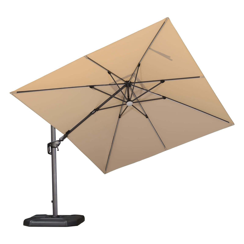 PURPLE LEAF Parasol De Jardin Exterieur Deporte LED 3x3 m, pivoter le long du mât du, Rotatif 360°, Parasol Deporte Excentré Inclinable, Parasol Suspendu Balcon Lumineux Solaire, Gris - Purpleaf France