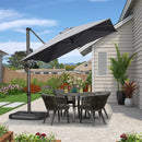 PURPLE LEAF Parasol De Jardin Exterieur Parasol Deporte Rotatif 360°, Parasol Excentré Inclinable, Parasol Suspendu Balcon, avec socle