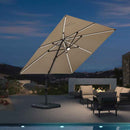 PURPLE LEAF Parasol Déporté avec LED Solaire 3 x 3 m Carré, Parasol De Jardin Extérieur Inclinable Toile Protection UV , avec socle