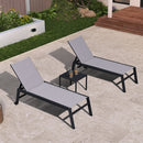 Chaise longue d'extérieur PURPLE LEAF Chaise longue de patio en aluminium 3 pièces avec table d'appoint et roues Chaise