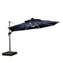 PURPLE LEAF Parasol De Jardin Exterieur 3 m Rond avec LED, Parasol Déporté Toit à Double Rotatif 360°, Parasol Excentré Inclinable, Parasol Terrasse Exterieur Luxueux, Marine - Purpleaf France