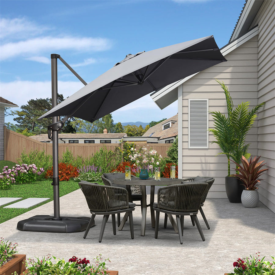 PURPLE LEAF Parasol De Jardin Exterieur Parasol Déporté Rotatif 360°, Parasol Excentré Inclinable, Parasol Suspendu Balcon