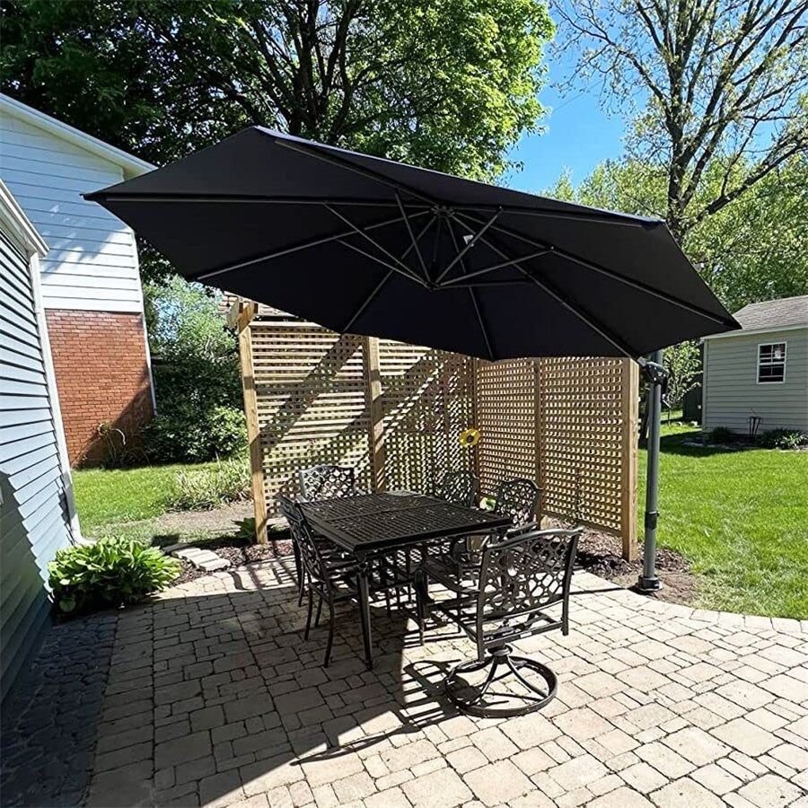 PURPLE LEAF Parasol De Jardin Extérieur Rond, Parasol Déporté Rotatif 360°, Parasol Excentré Inclinable, Parasol Suspendu Balcon