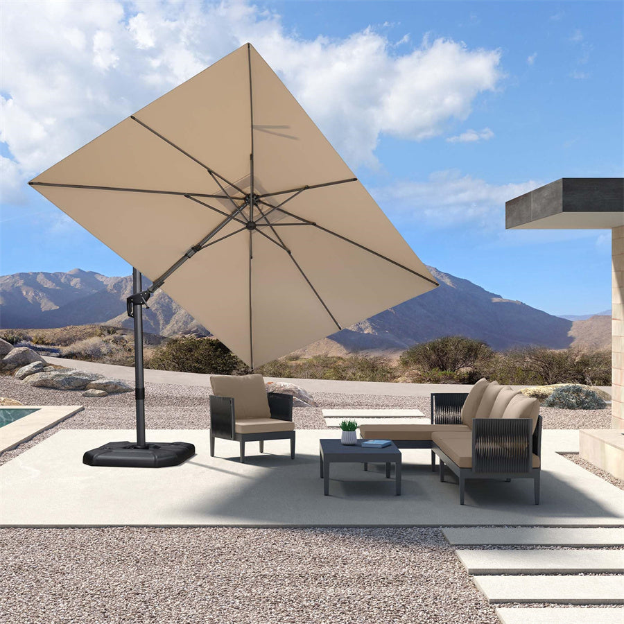PURPLE LEAF Parasol Déporté Inclinable Gauche Droite Carré, Parasol De Jardin Extérieur avec 5 Positions réglables et Rotation à 360°, Toile Protection UV