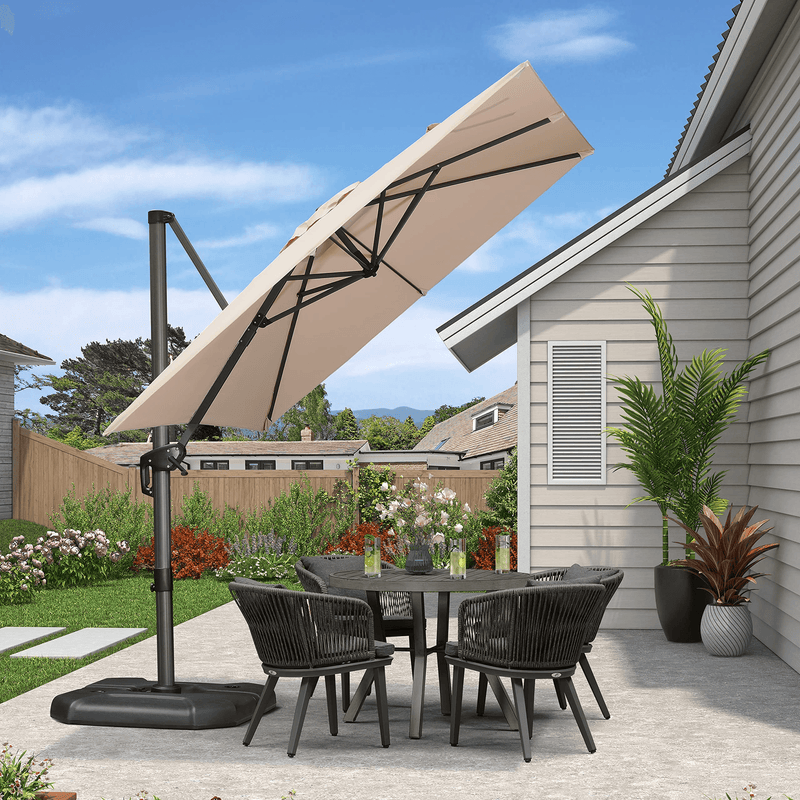 PURPLE LEAF Parasol De Jardin Exterieur Parasol Deporte Rotatif 360°, Parasol Excentré Inclinable, Parasol Suspendu Balcon - Purpleaf France