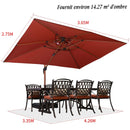 PURPLE LEAF Parasol Déporté inclinable Rectangulaire 2.7 x 3.65 m, Grain de Bois en Aluminium Parasol De Jardin Exterieur Toit à Double Rotatif 360°,Parasol Terrasse Exterieur XXL, Rouge cardinal - Purpleaf France