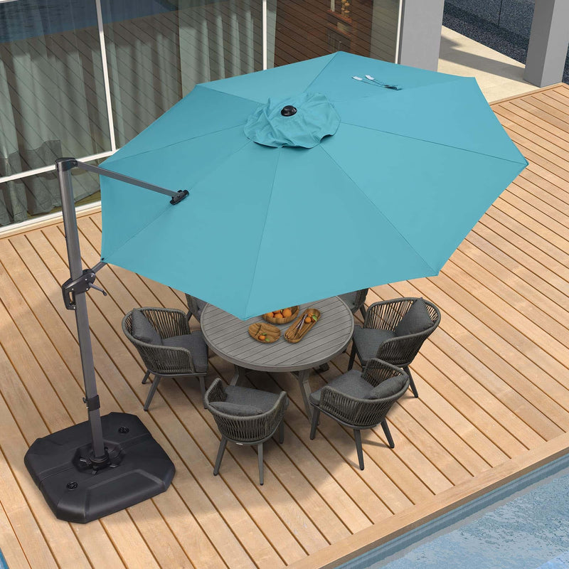 PURPLE LEAF Parasol De Jardin Exterieur Rond Parasol Deporte Rotatif 360°, Parasol Excentré Inclinable, Parasol Suspendu Balcon - Purpleaf France