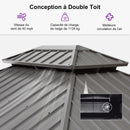 PURPLE LEAF Tonnelle de Jardin Pour Terrasse | Toit Rigide en Acier Galvanisé avec Rideaux Améliorés | Gris Clair