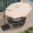 PURPLE LEAF Parasol De Jardin Extérieur Rond, Parasol Déporté Rotatif 360°, Parasol Excentré Inclinable, Parasol Suspendu Balcon , avec socle